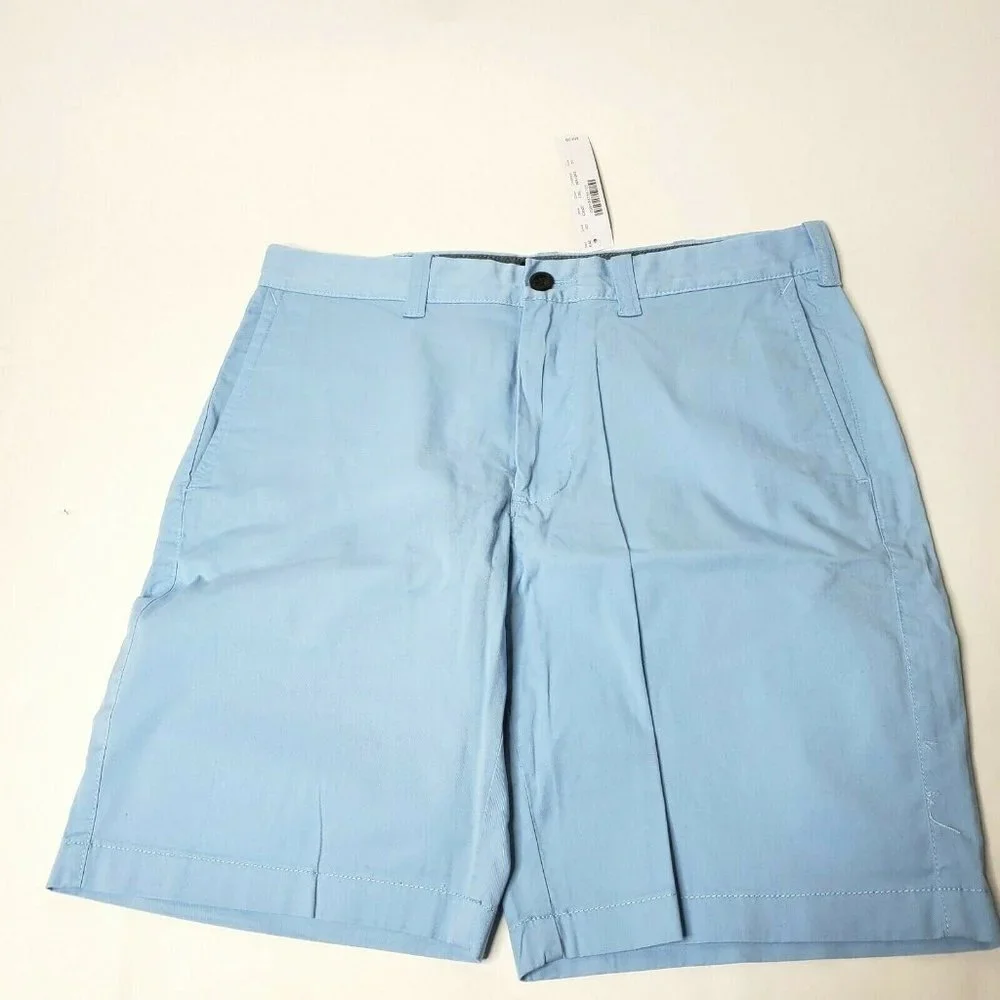 J. Crew Mens 31 9 Inseam Stretch Flat Front Shorts White Khaki Blue New